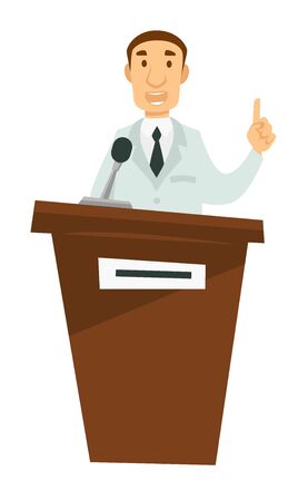 Medicine lecture doctor giving speech on tribune with microphoneのイラスト素材
