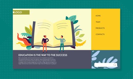 Education online way to web page template open bookのイラスト素材