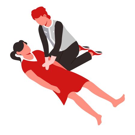 First aid heart massage medical assistance paramedic and patientのイラスト素材