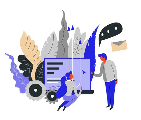 Business communication and correspondence messaging boss and secretaryのイラスト素材