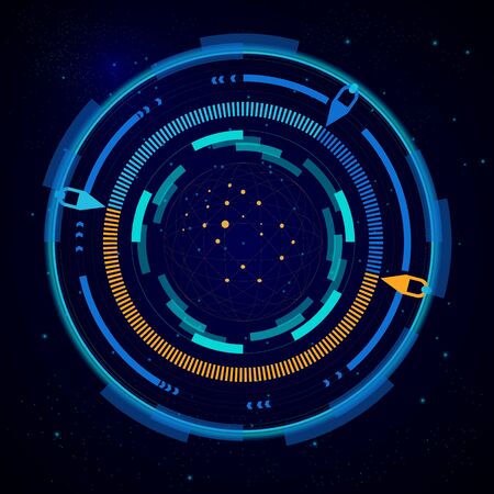 Virtual target, digital eye HUD UI, futuristic interface, space radarのイラスト素材