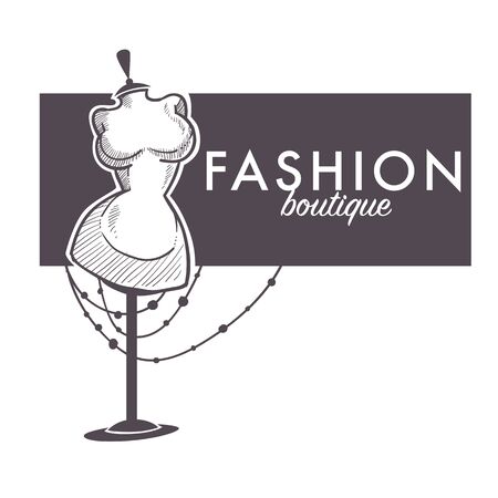 Shopping, female fashion boutique isolated sketch iconのイラスト素材
