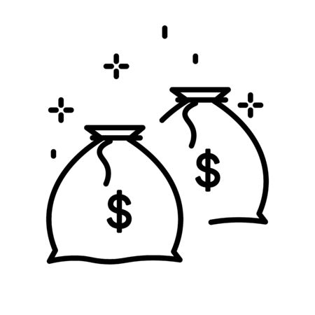 Money bag or coins in sack isolated line iconのイラスト素材