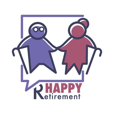 Happy retirement, elderly or nursing home isolated iconのイラスト素材