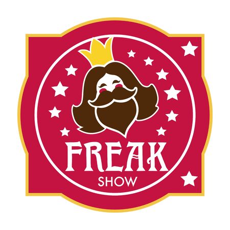 Freak show icon with bearded lady head and starsのイラスト素材