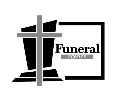 Funeral agency logo with headstone and cross in black frameのイラスト素材