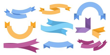 Ribbon banners set for text in various colors and shapesのイラスト素材