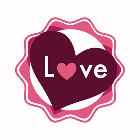 Love sign and heart in round frame isolated iconのイラスト素材
