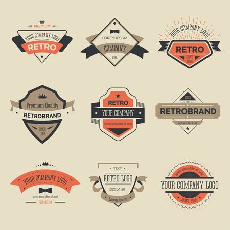Retro labels or brand isolated icons, company logos or T-shirt printsのイラスト素材