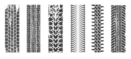 Tire traces, racing and drift, auto race tracks isolated iconsのイラスト素材