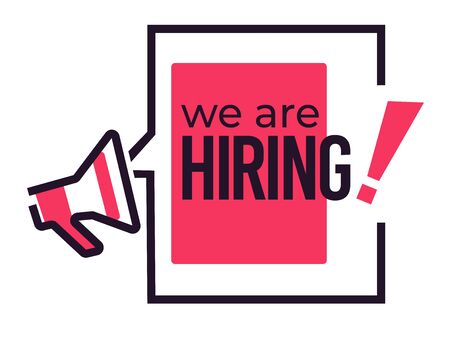 Job vacancy, hiring isolated icon, speech bubble and loudspeakerのイラスト素材