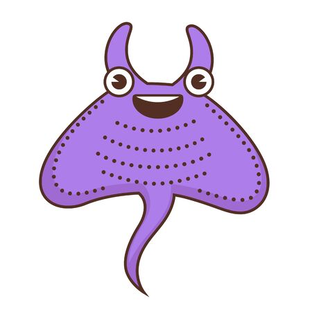 Devil fish cartoon character with smile on faceのイラスト素材