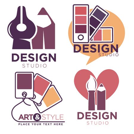 Design studio set of labels and of artのイラスト素材
