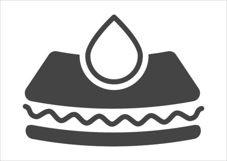 Pad with high level of absorption, layered material used for diapers or mattresses. Ergonomic cloth protecting from leakage or spillage. Hygienic absorbent padding icon, vector in flat styleのイラスト素材