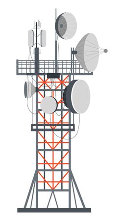Tower with dishes, internet or tv signals systemのイラスト素材