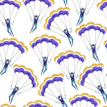 Parachute jumping extreme sports or hobbies seamless patternのイラスト素材