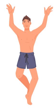 Sportive male character on summer vacation, active boyのイラスト素材