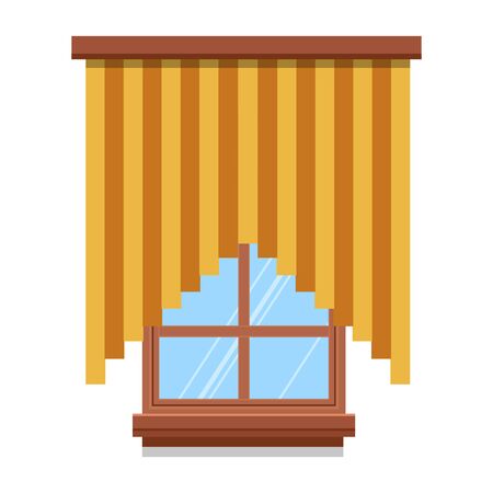Window with drapes or curtains, interior design vectorのイラスト素材