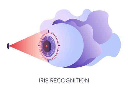 Eye recognition, scanning iris for authentication and accessのイラスト素材