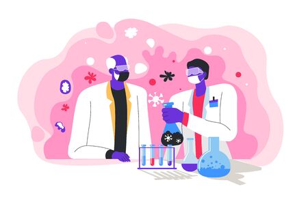 Team of scientists working on vaccine in labのイラスト素材