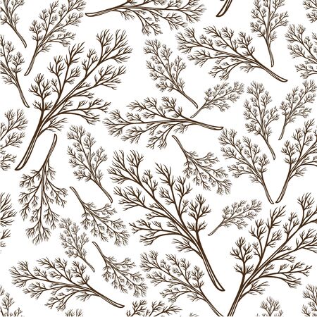 Dill leaves, parsley organic food ingredient seamless patternのイラスト素材