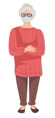 Grandmother wearing protective mask, senior people during coronavirusのイラスト素材