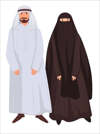 Arabic clothes for man and woman, muslim coupleのイラスト素材