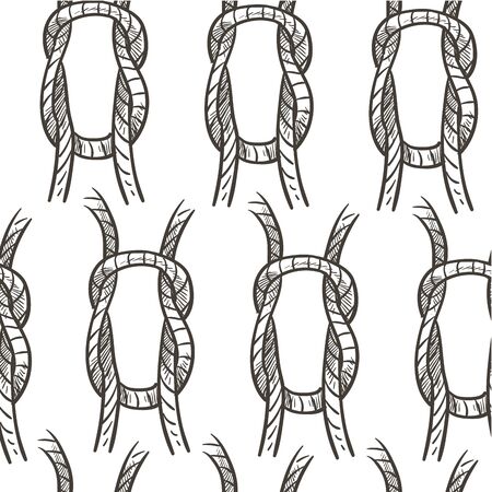 Rope knot loop or cordage, nautical theme seamless patternのイラスト素材