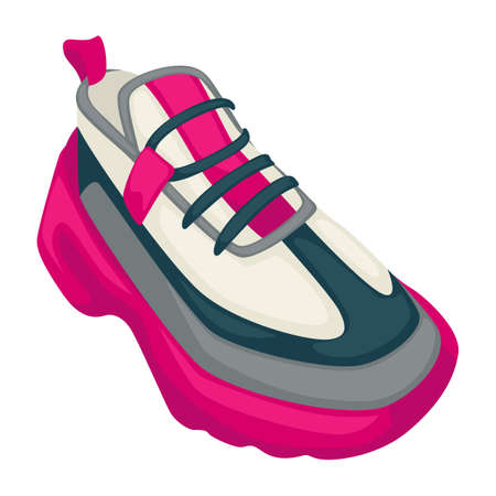 Sneakers on massive platform, trendy shoes for trainingのイラスト素材
