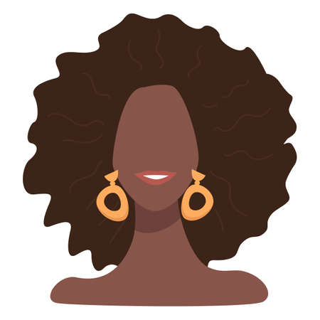 Stylish afro american female character with accent earringsのイラスト素材