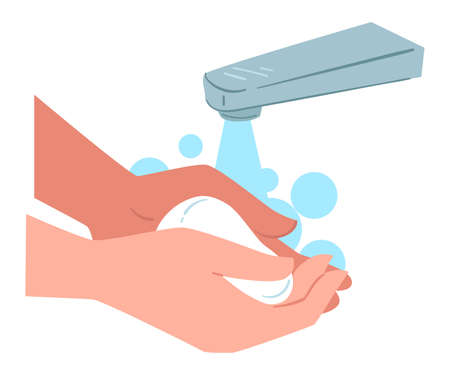 Washing hands with soap, personal hygiene and careのイラスト素材