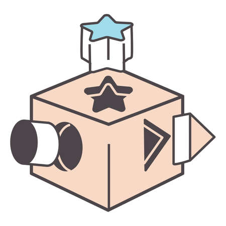 Busy board for children development, cube with objectsのイラスト素材