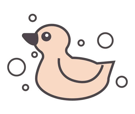 Rubber duck for bathing, duckling with bubbles vectorのイラスト素材