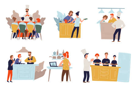 Culinary show or workshops, teaching and learning how to cookのイラスト素材