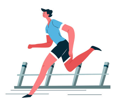 Man jogging, exercising male character training for marathonのイラスト素材