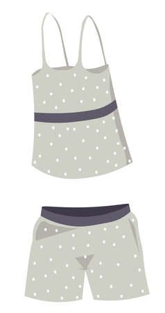 Pajama for females, top and shorts for sleepingのイラスト素材