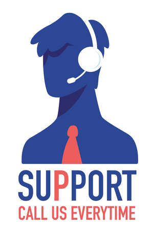 Support call us everywhere, customers center banner vectorのイラスト素材