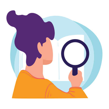 Searching or examining book, reading info in publicationのイラスト素材