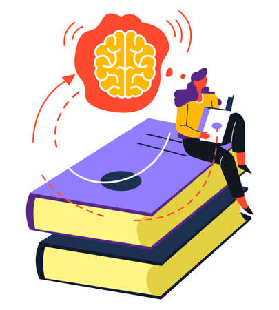 Self education and knowledge obtaining by reading booksのイラスト素材