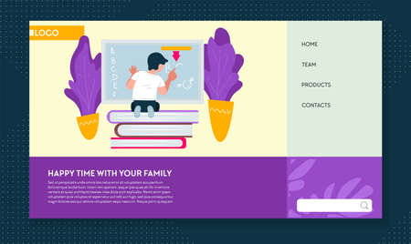 Online education for kids and preschoolers, distant classesのイラスト素材