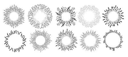 Floral frames and ornaments with flowers, empty bannersのイラスト素材