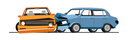Traffic collision of cars, road accident of vehiclesのイラスト素材