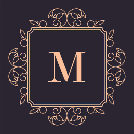 Luxury brand vintage logotype with flora and linesのイラスト素材