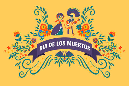 Dia de los muertos, celebration of traditional mexican holidayのイラスト素材