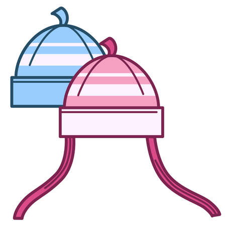 Hats for small boys and girls, children clothesのイラスト素材