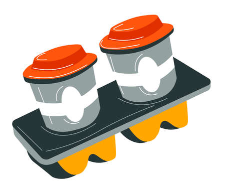 Aromatic coffee in cup holder, takeaway beveragesのイラスト素材