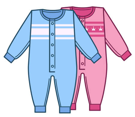 Bodysuits for newborn girl and boy, kids clothesのイラスト素材