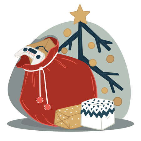 Bag with presents for children on New Year xmasのイラスト素材