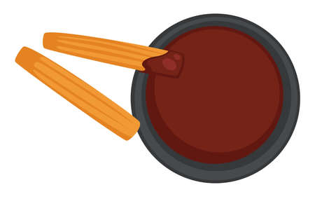 Salty potato sticks, french fries with bbq sauceのイラスト素材