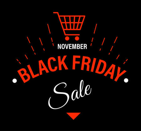 Black friday sale banner with shopping cart vectorのイラスト素材